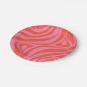 Neues Groove Retro Abstraktes Muster Hot Pink Pappteller (Schrägansicht)