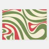 Neues Groove Retro Swirt Abstraktes Weihnachtsmust Geschenkpapier Set (Vorderseite 3)