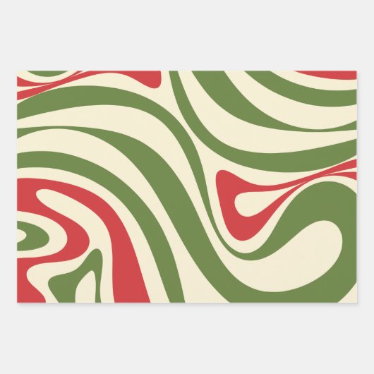 Neues Groove Retro Swirt Abstraktes Weihnachtsmust Geschenkpapier Set (Vorderseite 3)
