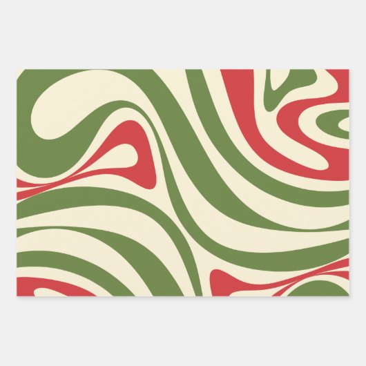 Neues Groove Retro Swirt Abstraktes Weihnachtsmust Geschenkpapier Set (Vorderseite 2)