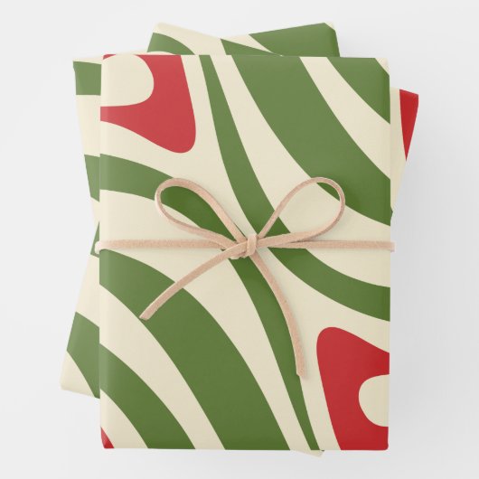 Neues Groove Retro Swirt Abstraktes Weihnachtsmust Geschenkpapier Set (Beispiel)