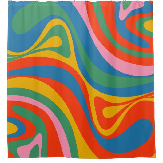 Neues Groove Retro Trippy Abstraktes Muster Duschvorhang (Vorderseite)