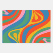 Neues Groove Retro Trippy Abstraktes Muster Geschenkpapier Set (Vorderseite 2)