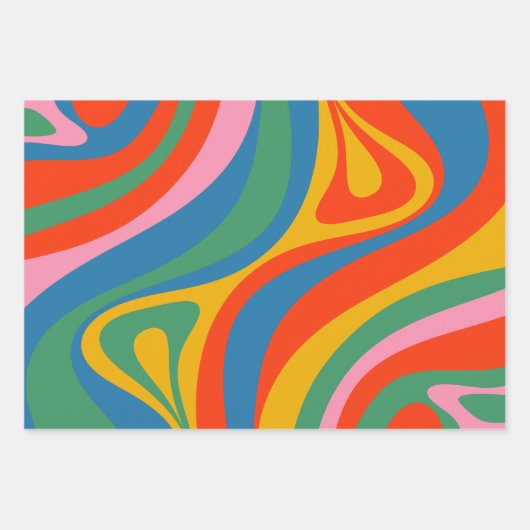 Neues Groove Retro Trippy Abstraktes Muster Geschenkpapier Set (Vorderseite 2)