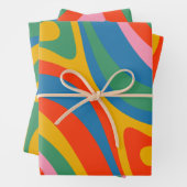 Neues Groove Retro Trippy Abstraktes Muster Geschenkpapier Set (Beispiel)