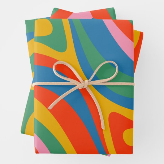 Neues Groove Retro Trippy Abstraktes Muster Geschenkpapier Set (Beispiel)