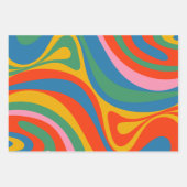 Neues Groove Retro Trippy Abstraktes Muster Geschenkpapier Set (Vorderseite)