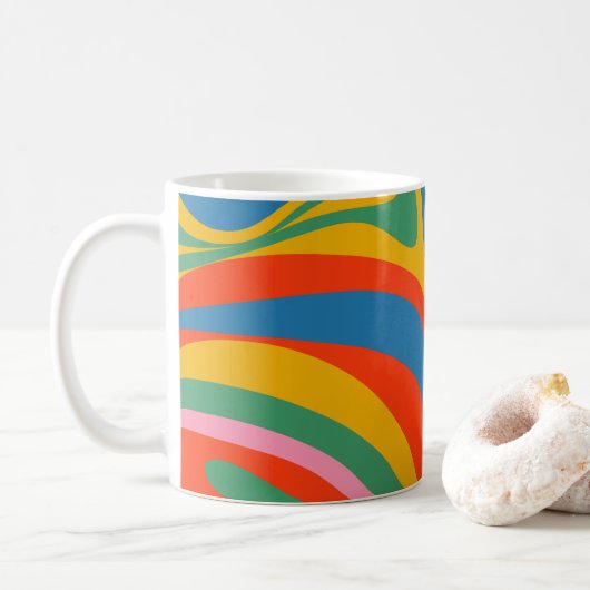 Neues Groove Retro Trippy Abstraktes Muster Kaffeetasse (Mit Donut)