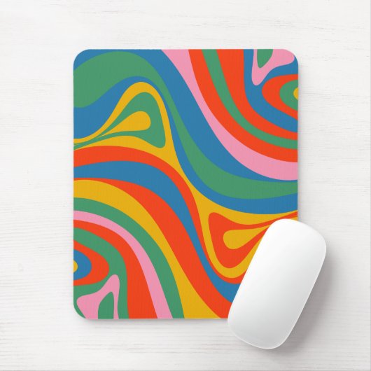 Neues Groove Retro Trippy Abstraktes Muster Mousepad (Mit Mouse)