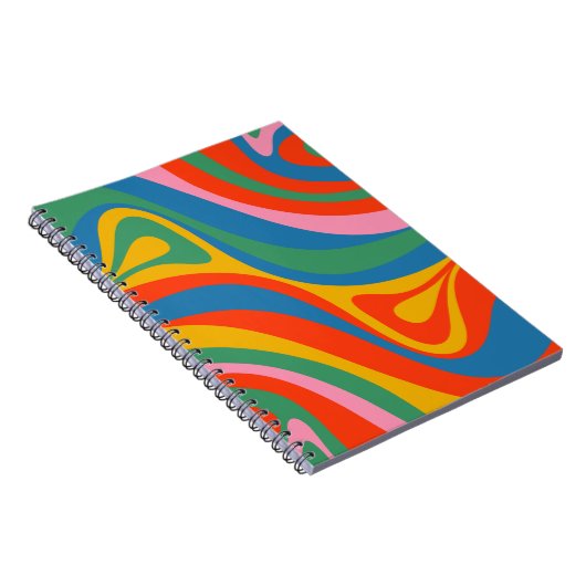 Neues Groove Retro Trippy Abstraktes Muster Notizblock (Rechte Seite)