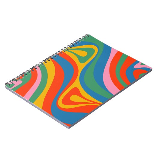 Neues Groove Retro Trippy Abstraktes Muster Notizblock (Linke Seite)