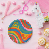 Neues Groove Retro Trippy Abstraktes Muster Pappteller (Party)