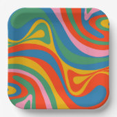 Neues Groove Retro Trippy Abstraktes Muster Pappteller (Vorderseite)