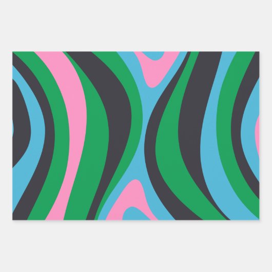 Neues Groove Trippy Retro Abstraktes Muster Geschenkpapier Set (Vorderseite 3)