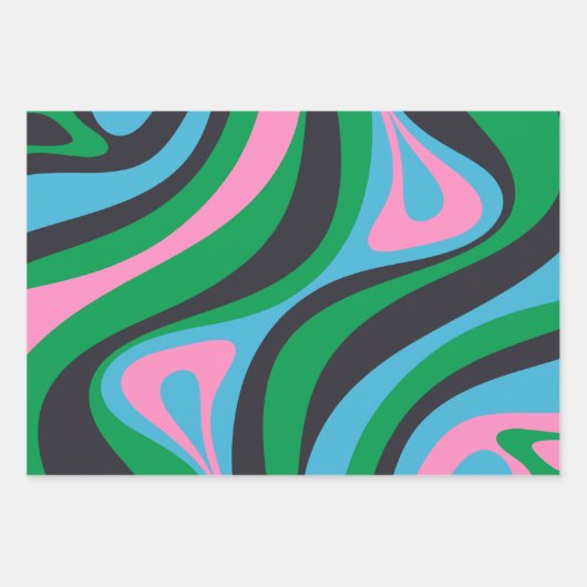 Neues Groove Trippy Retro Abstraktes Muster Geschenkpapier Set (Vorderseite 2)