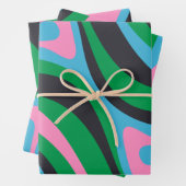 Neues Groove Trippy Retro Abstraktes Muster Geschenkpapier Set (Beispiel)