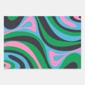 Neues Groove Trippy Retro Abstraktes Muster Geschenkpapier Set (Vorderseite)