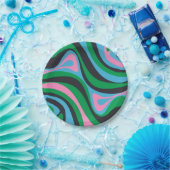 Neues Groove Trippy Retro Abstraktes Muster Pappteller (Party)