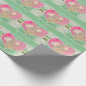 Neues grünes, rosa Wrapping Paper für Baby Elephan Geschenkpapier (Ecke)