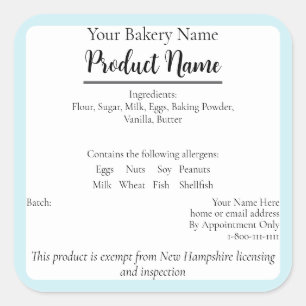 Neues Hampshire Hütte Food Business Baking Label Quadratischer Aufkleber
