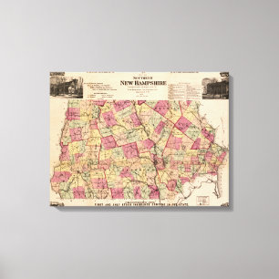 Neues HampshirePanoramic MapNew Hampshire Leinwanddruck