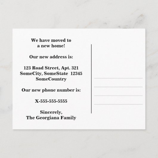 Neues Haus; Fun mehrfarbiges, rainbow-ähnliches Mu Ankündigungspostkarte (Rückseite)