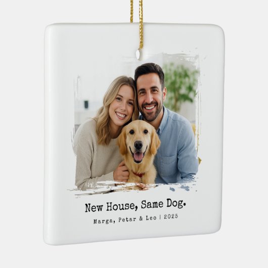 Neues Haus, gleicher Hund, Schreibmaschinenminimal Keramikornament (Rechts)