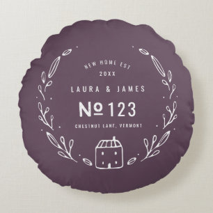Neues Haus handgezeichnetes florales Design Karo H Rundes Kissen