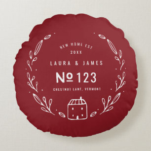 Neues Haus handgezeichnetes florales Design Rundes Kissen