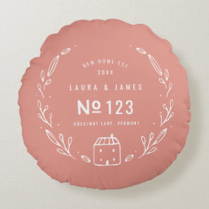 Neues Haus handgezeichnetes florales Design Rundes Kissen