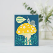 Neues Haus Schnecke auf Magischen Pilz Niedlich Postkarte (Stehend Vorderseite)