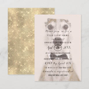 Neues Haustier-Hund-Foto Gold Sepia Funkeln Einfac Einladung
