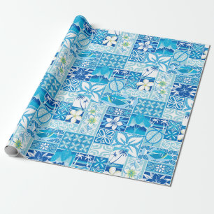 Neues hawaiisches Motiv - Blau Geschenkpapier
