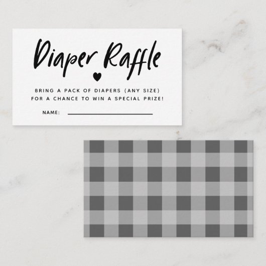 Neues Heart Baby Dusche Windeln Raffle Ticket Begleitkarte (Vorne/Hinten)