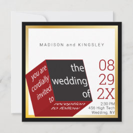 Neues Hightech-Schwarz | Red Cube Epic Wedding Einladung