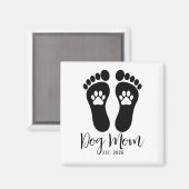 Neues Hundemutter-Tatzenabdruck-Skript-Gründungsda Magnet (Vorderseite/Rückseite)
