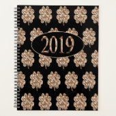 Neues Jahr 2019 Schwarz-Gold-Leaf-Clovers Planer (Vorderseite)