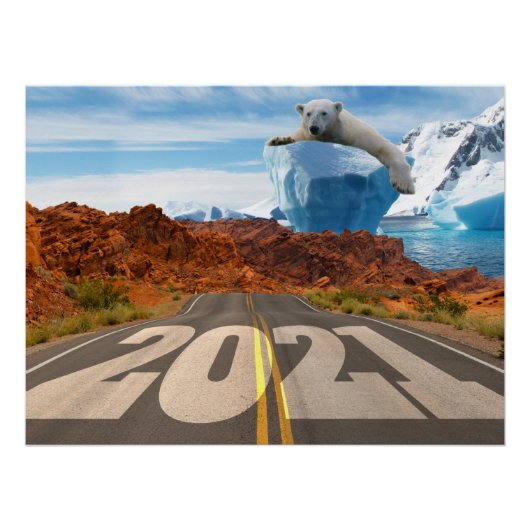 Neues Jahr 2021, globale Erwärmung und Klimawandel Poster (Vorderseite)
