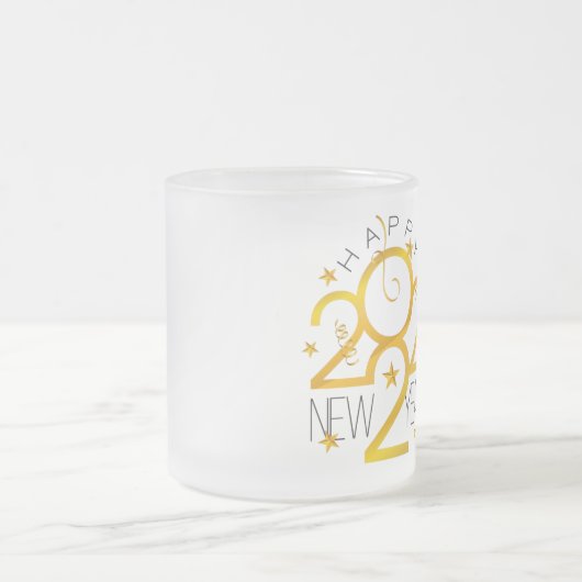 Neues Jahr 2022 Design mit Gold Star Mattglastasse (Mittel)