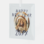 Neues Jahr 2023 Runde Foto Ornament Aus Glas (Vorderseite links)
