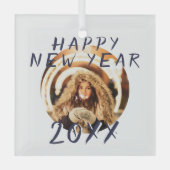 Neues Jahr 2023 Runde Foto Ornament Aus Glas (Vorderseite)
