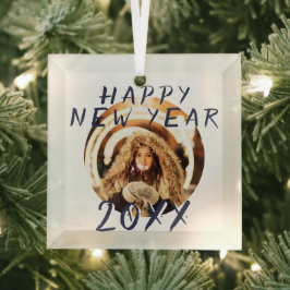 Neues Jahr 2023 Runde Foto Ornament Aus Glas