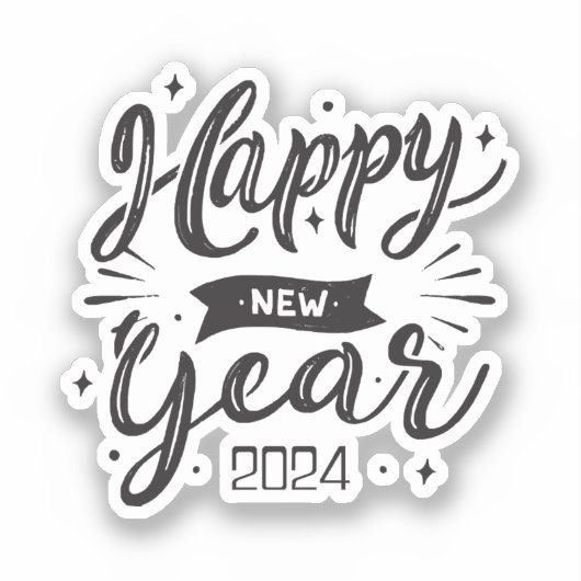 Neues Jahr 2024 Aufkleber (Vorderseite)