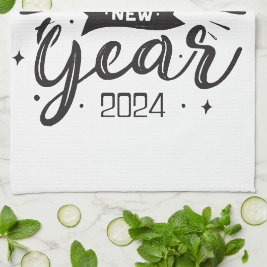 Neues Jahr 2024 Geschirrtuch (Gefaltet)