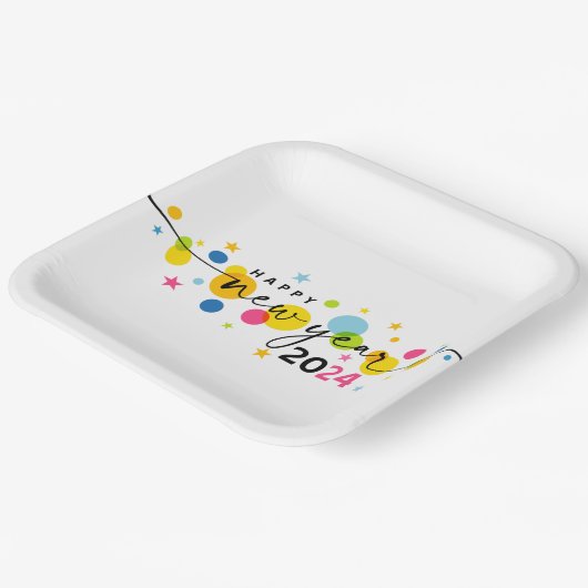 Neues Jahr 2024 Pappteller (Gewinkelt)