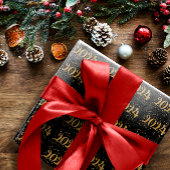 Neues Jahr 2024: Schwarzes Papier Geschenkpapier