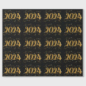 Neues Jahr 2024: Schwarzes Papier Geschenkpapier (Flach)