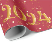 Neues Jahr 2024: Weihnachts-Rote Umschlagpapier Geschenkpapier (Rolleneckpunkt)