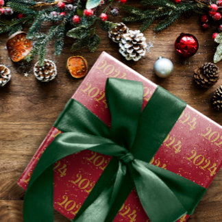 Neues Jahr 2024: Weihnachts-Rote Umschlagpapier Geschenkpapier