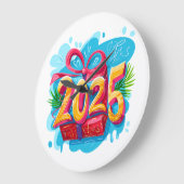 Neues Jahr 2025 Große Wanduhr (Winkel)